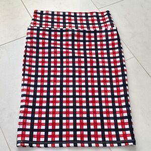 LuLaRoe Red and Navy Plaid Skirt/scarf